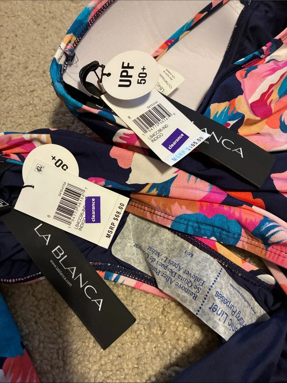 NWT! $173 MSRP La Blanca Navy Floral Tankini Set Pink Floral Accents Size 8 NEW